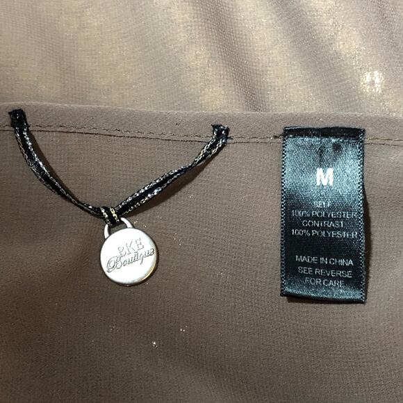 Sequin and Chiffon Tank Top Silver Gold, Brown BKE Boutique Medium The Buckle - Picture 8 of 8